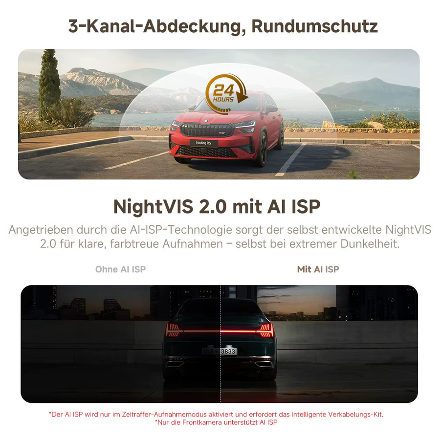 DDPAI Z60Master Dashcam mit 4K UHD Front- und 2K Heckaufzeichnung, Dual HDR Nachtsicht, WiFi6 und GPS, Farbe: Schwarz - Bild 5