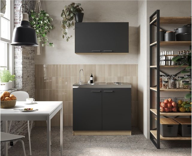 Respekta Küchenmöbel-Set Merle 6 in Schwarz mit 100 cm Breite - Bild 1