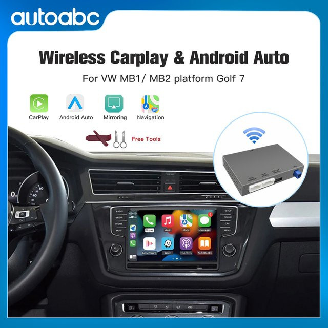 AUTOABC Kabelloses CarPlay und Android Auto Interface für VW Golf 7, Tiguan, Lamando, Magotan, Phideon und Teramont mit MIB1/MIB2-Unterstützung und AirPlay - Bild 1