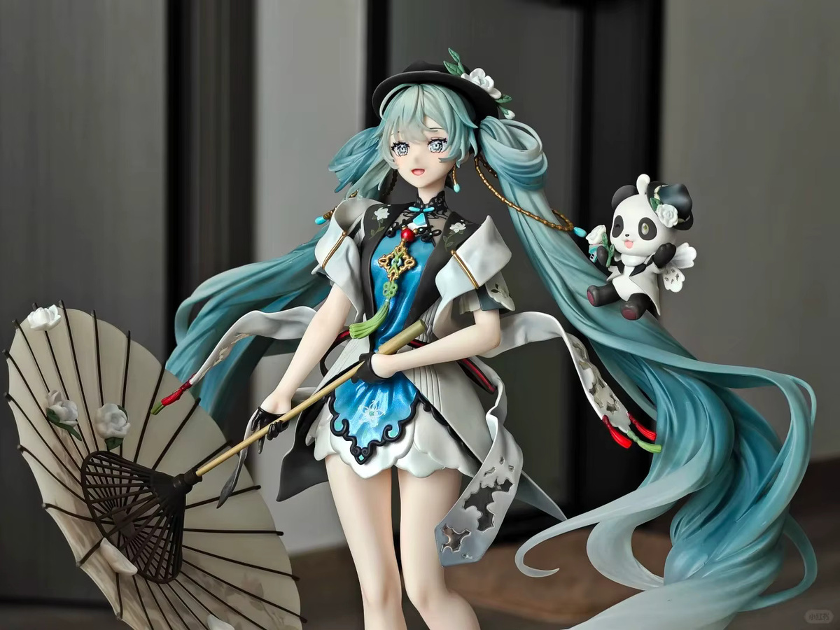 Bandai Hatsune Miku Anime-Figur aus PVC mit Panda-Regenschirm als Sammlermodell und Schreibtisch-Deko - Bild 5
