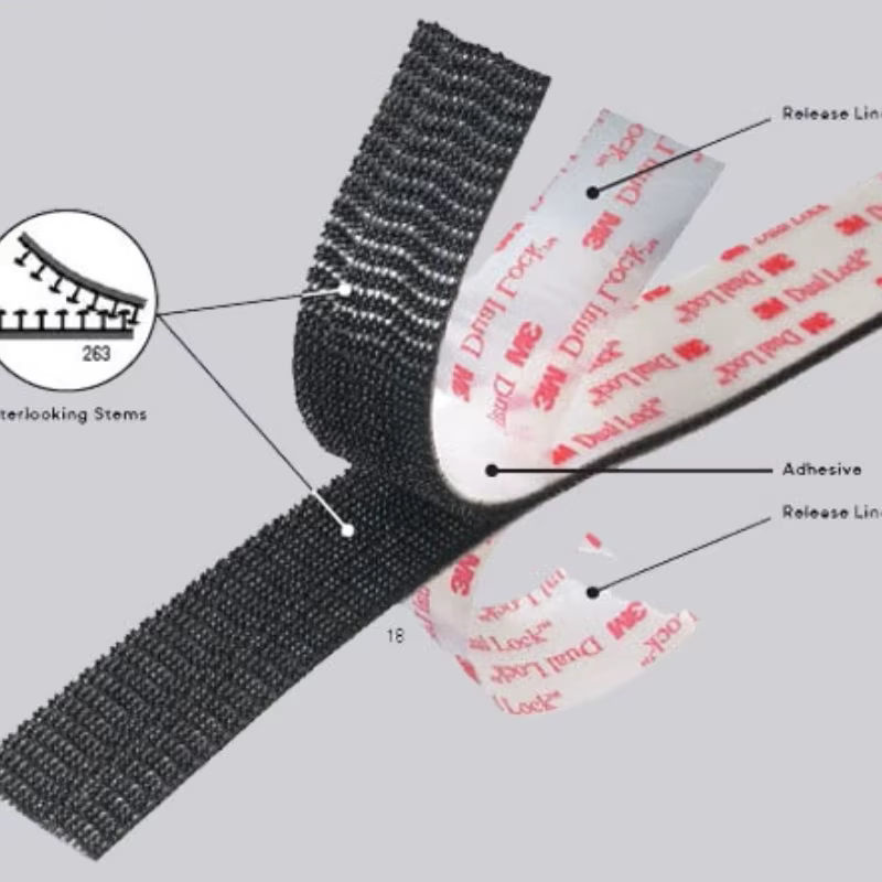 3M SJ3550 Pilzkopf-Verschluss mit Wellenverschluss in Schwarz mit wasserdichtem und hitzebeständigem doppelseitigem Klebeband - Bild 2