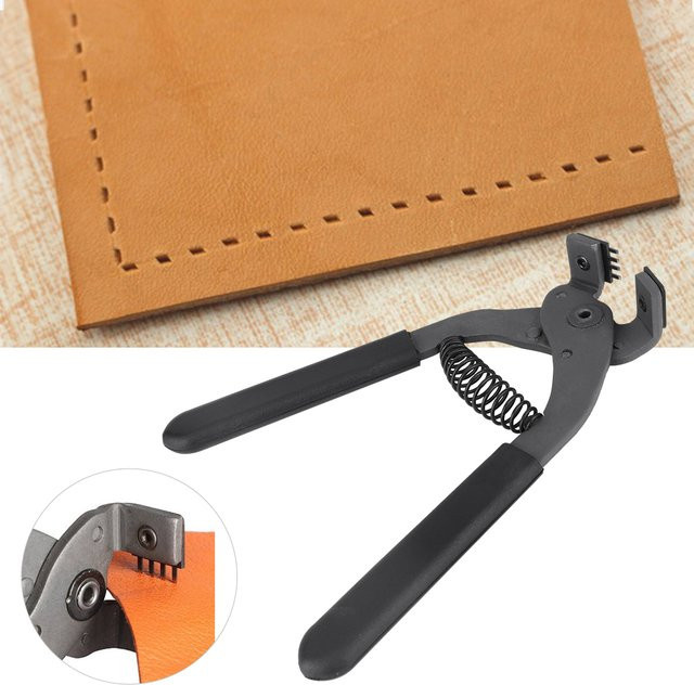 DOACT Locher aus Kohlenstoffstahl für Lederhandwerk, geräuschlose Zange mit 4 mm Lochung, Breite: 17 cm - Bild 1