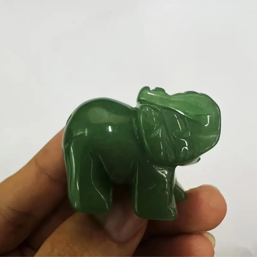 Handgeschnitzte Elefantenstatue aus grünem Aventin Naturstein von Yiran bag als Tischdekoration - Bild 2