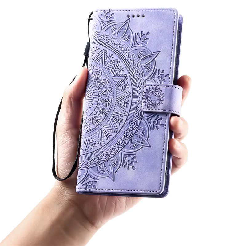 Xiaomi Totem Flower Leder Wallet Cover für Redmi Note 13 12 11 Pro Plus 14C 13C 12C Hülle in Purple - Bild 1