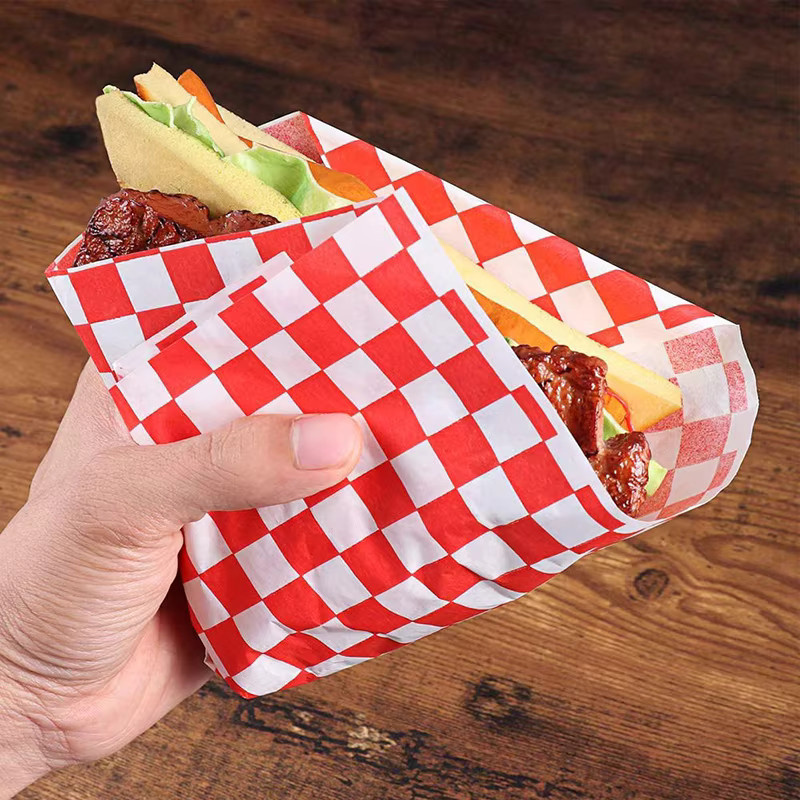 100 Stück Fettresistentes Backpapier in Rot für Fast Food, Pizza und Hamburger - Bild 3