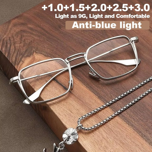Lesebrille Vollrand, Metall, quadratisch, Silber, Männer - Bild 1