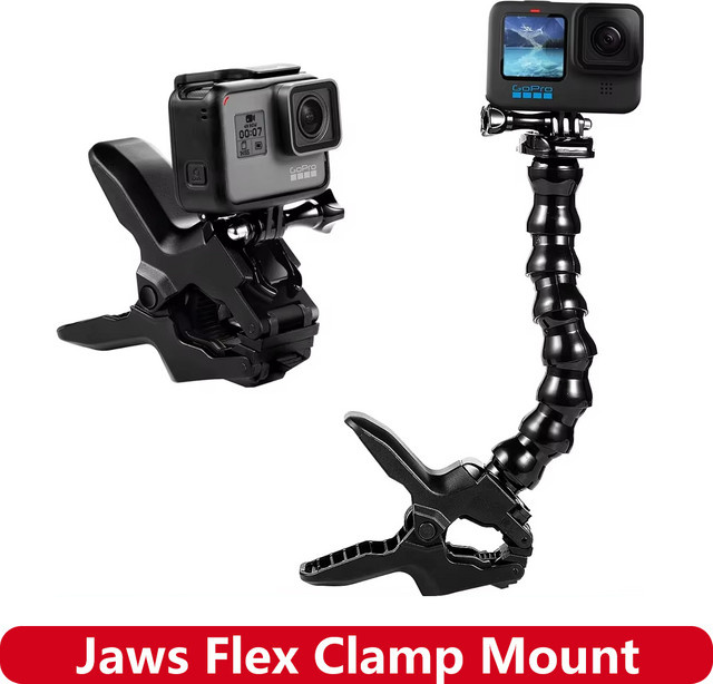Jaws Flex Clamp Mount Schwanenhalshalterung in Schwarz für GoPro, SJCAM, AKASO, Insta360 und DJI Osmo Action Kameras - Bild 1