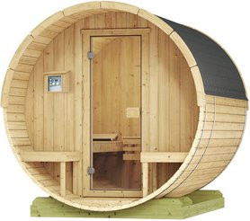 Weka Fasssauna Sparset mit 9,0 kW Bioaktivofen in Naturfarben Braun, L x B: 255,5 x 210,5 cm - Bild 3