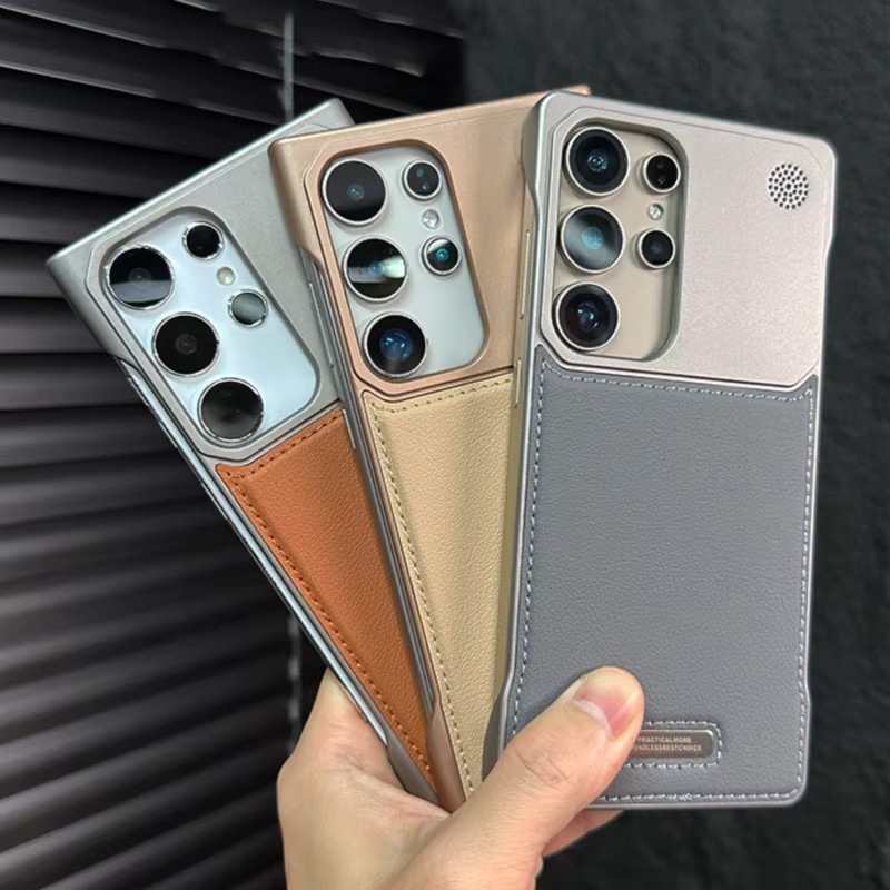 Luxus Leder Handyhülle mit magnetischem Aromatherapie-Rahmen für Samsung Galaxy S25 S24 S23 Plus Ultra, stoßfest und dünn, Farbe: Braun - Bild 2