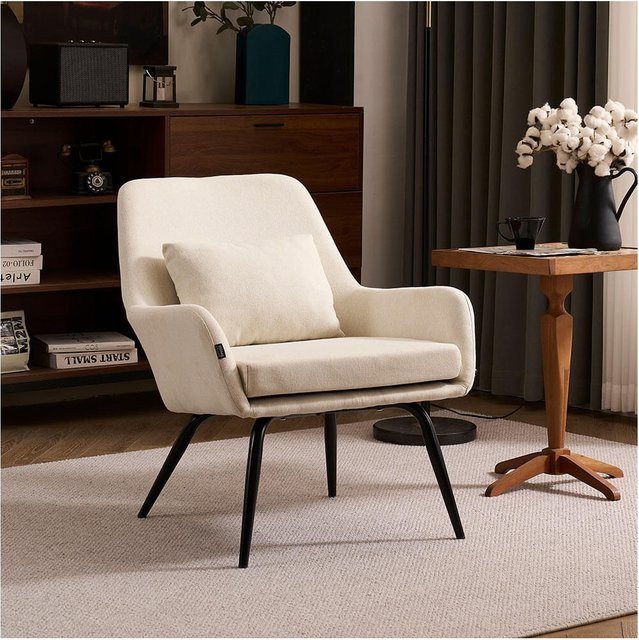 HOME DELUXE Sessel ORION Lounge-Sessel aus Stoff in Weiß - Bild 1