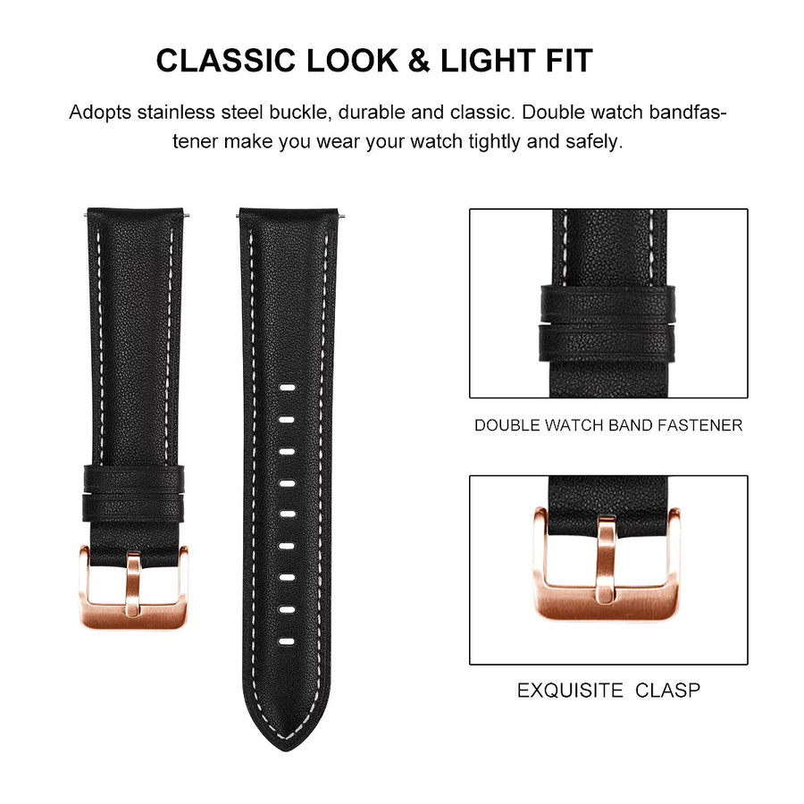 JSPSTA Uhrenarmband Leder, Edelstahl, Unisex, 20 mm - Bild 2