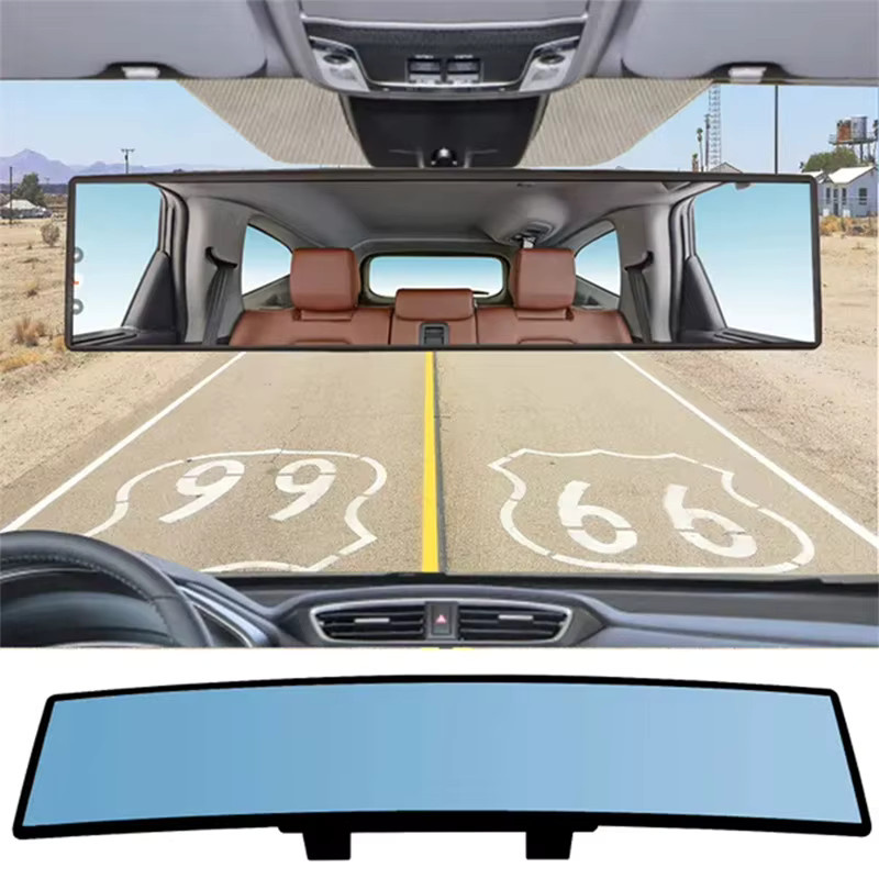Universal Weitwinkel-Rückspiegel mit Blendschutz als gebogener Blinder-Winkel-Spiegel für das Auto, Blau, Durchmesser: 27 cm - Bild 4