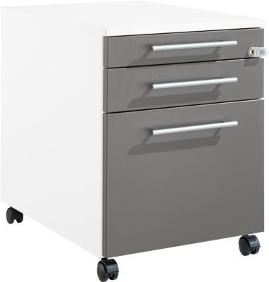 Schäfer Shop Pure Rollcontainer 126 mit Utensilienauszug und 2 Schubladen, abschließbar, weiß/anthrazit, B: 43,4 cm, T: 60,0 cm, H: 57,0 cm - Bild 1