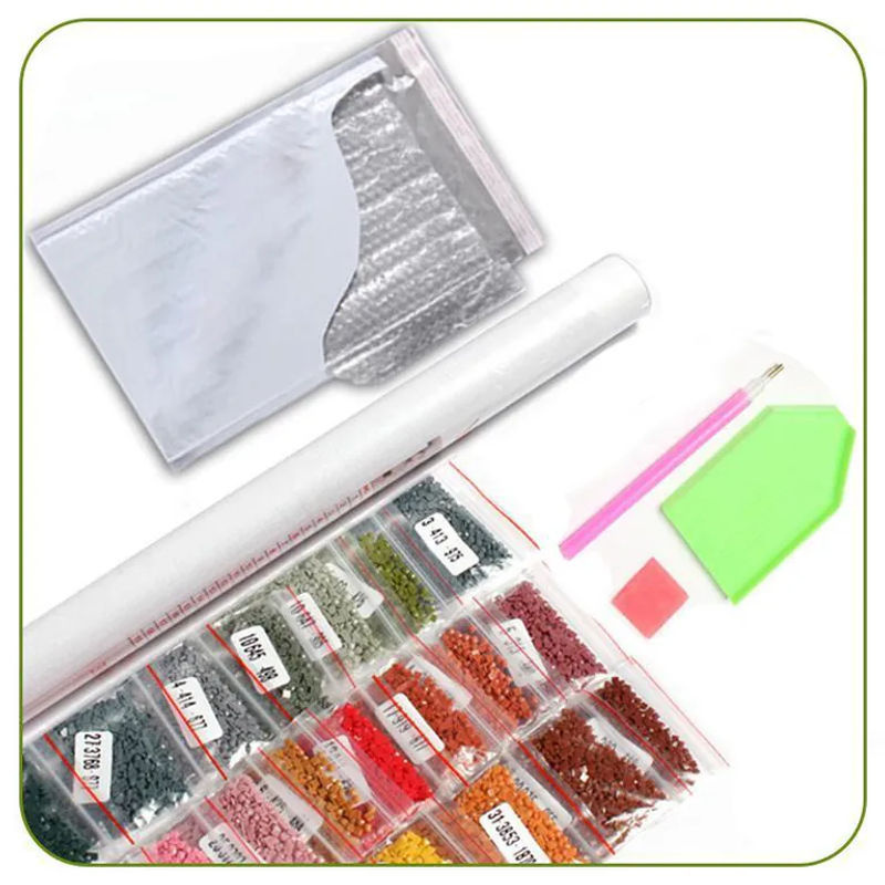 FIYO 5D DIY Diamond Painting Set Hai Motiv in Orange, Mosaik Kreuzstich Dekoration, B/H: 20 x 30 cm - Bild 7