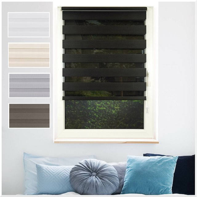Ondeco Doppelrollo Just Klemmfix Seitenzugrollo blickdicht Anthrazit B: 80 cm, H: 160 cm - Bild 1