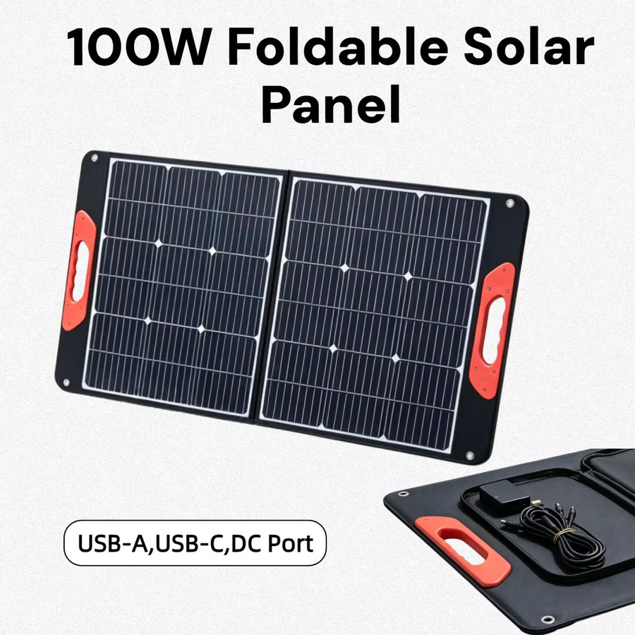 JINGYANGPV 100W Faltbares Solarpanel in Schwarz, Wasserdichtes Tragbares Solarladegerät für Camping, Wohnmobil und Outdoor - Bild 2