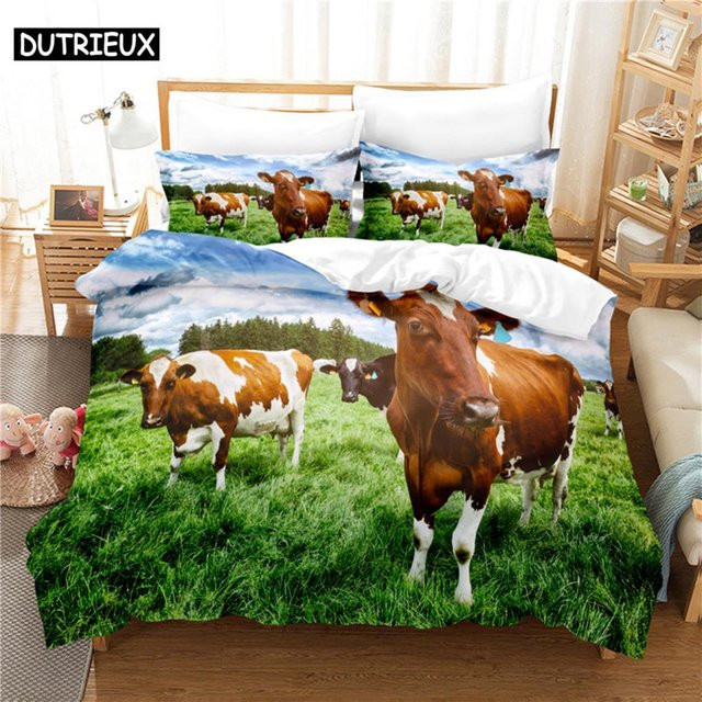 Kuh Bettwäsche Set mit 3D Digitaldruck aus Mikrofaser, Mehrfarbig, B/H: 140 x 210 cm - Bild 1