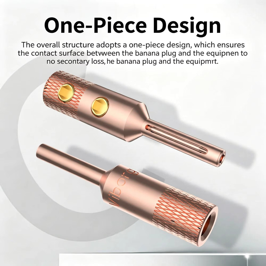 Viborg Bananenstecker aus reinem Rotkupfer, gold und rhodium beschichtet, lötfreier Lautsprecherkabel-Verbinder für HiFi-Verstärker - Bild 2