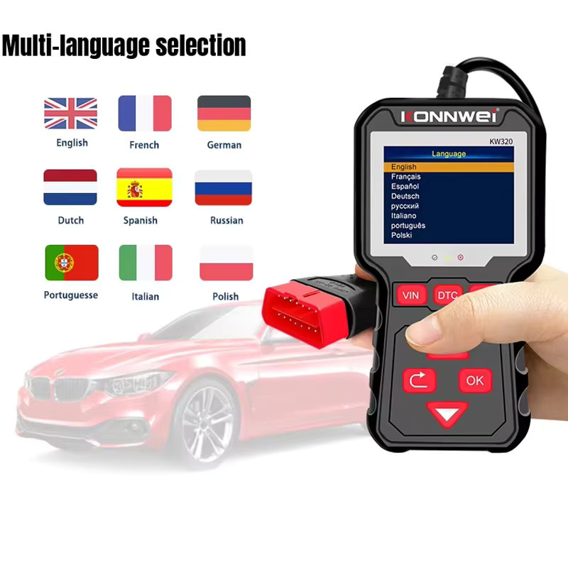 KONNWEI KW320 OBD2 EOBD Fehlerdiagnosegerät Auto-Scanner in Schwarz zum Lesen und Löschen von Codes für L/M Ready - Bild 6