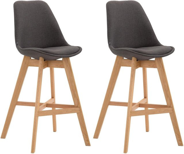 2er Set Barhocker DELUKE DUMIR aus Stoff in Dunkelgrau, moderne Tresenhocker mit Lehne, B/T/H: 48 x 56 x 112 cm - Bild 1