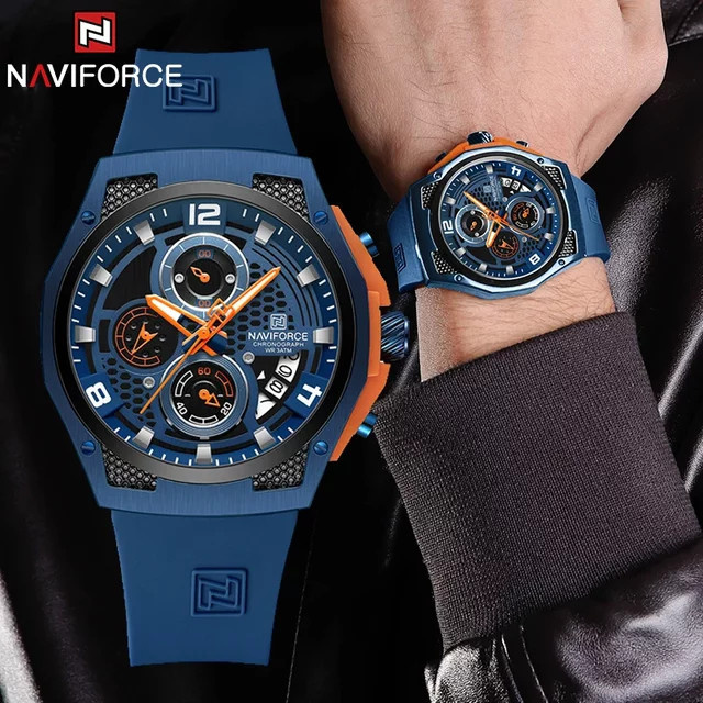 NAVIFORCE Armbanduhr Chronograph, Quarz, Schwarz, Silikon, Herren - Bild 1