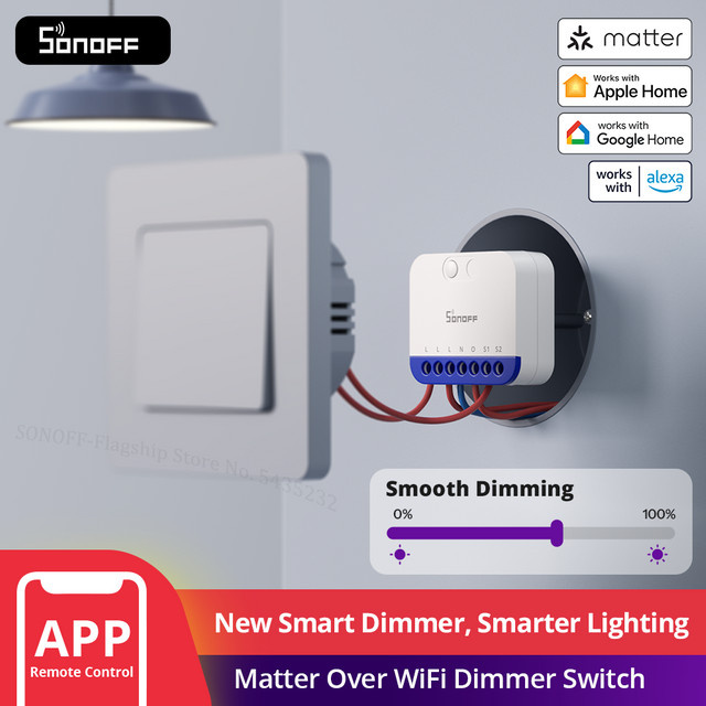 SONOFF MINI-DIM MINI Extreme Matter Dimmer WLAN-Dimmerschalter in Weiß für Google Assistant, Apple HomeKit und Amazon Alexa - Bild 1