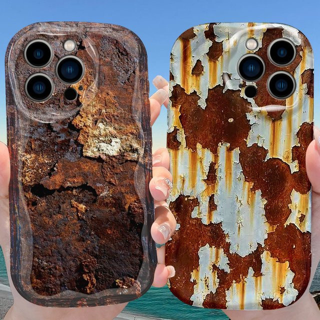 Potdemiel Silikon Schutzhülle im Rost- und Lack-Peeling-Design für iPhone 17 Air 16 15 14 13 12 11 Pro Max Plus Mini, stoßfeste Softcover Hülle - Bild 1