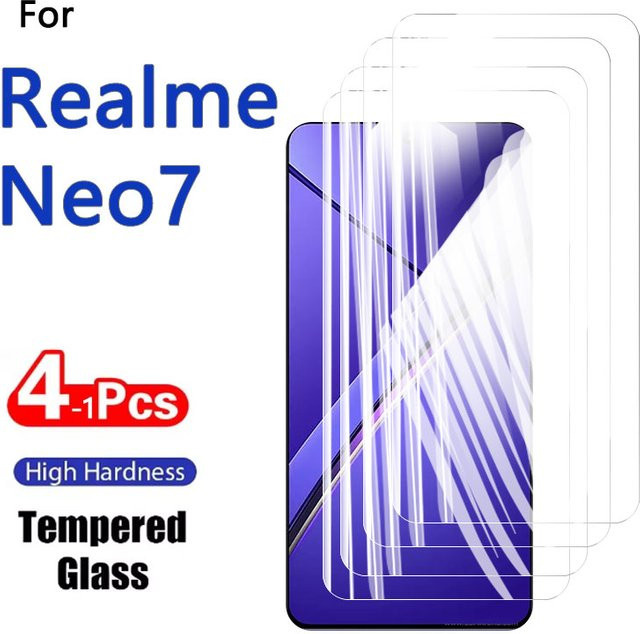 Set aus 1 bis 4 HD-Displayschutzfolien aus gehärtetem Glas für Realme Neo7, transparent, kratzfest mit 9H Härtegrad - Bild 1
