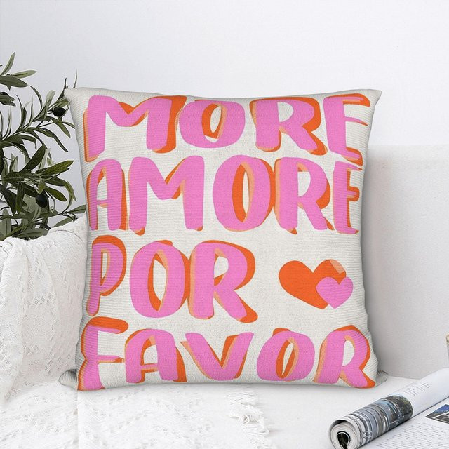 JMG Clothing Kissenbezug Mehr Amore Por Favor in Rosa und Orange mit Typografie-Design, B/B/H: 60 x 60 x 0 cm - Bild 1