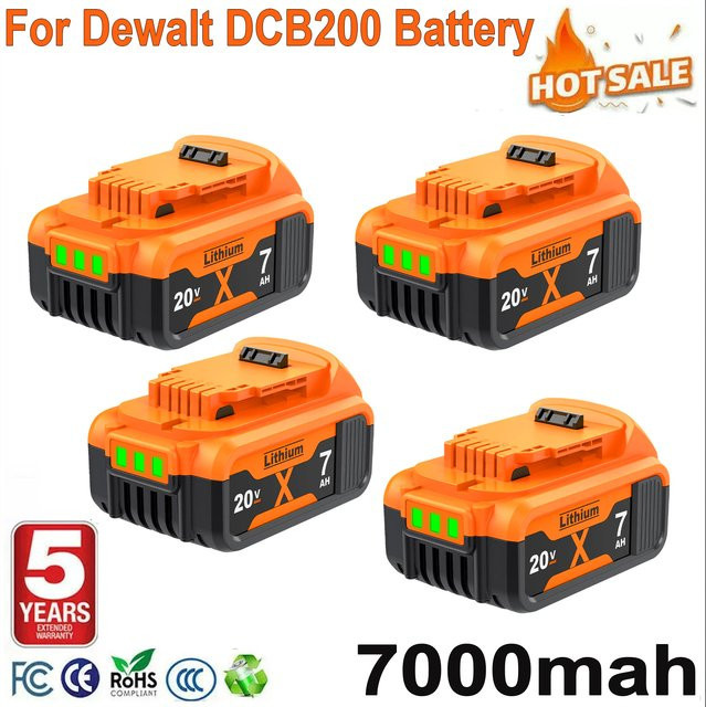Bonacell DCB200 Ersatzakku für Dewalt 20 V Elektrowerkzeuge, 7000 mAh Li-Ion Akku in Grau und Orange - Bild 1