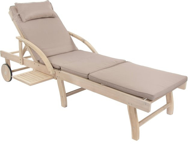 bellavista Home & Garden Gartenliege St. Tropez aus Akazienholz mit Auflage und ausziehbarem Seitentisch in Natur, B/T/H: 196 x 56 x 69 cm - Bild 1
