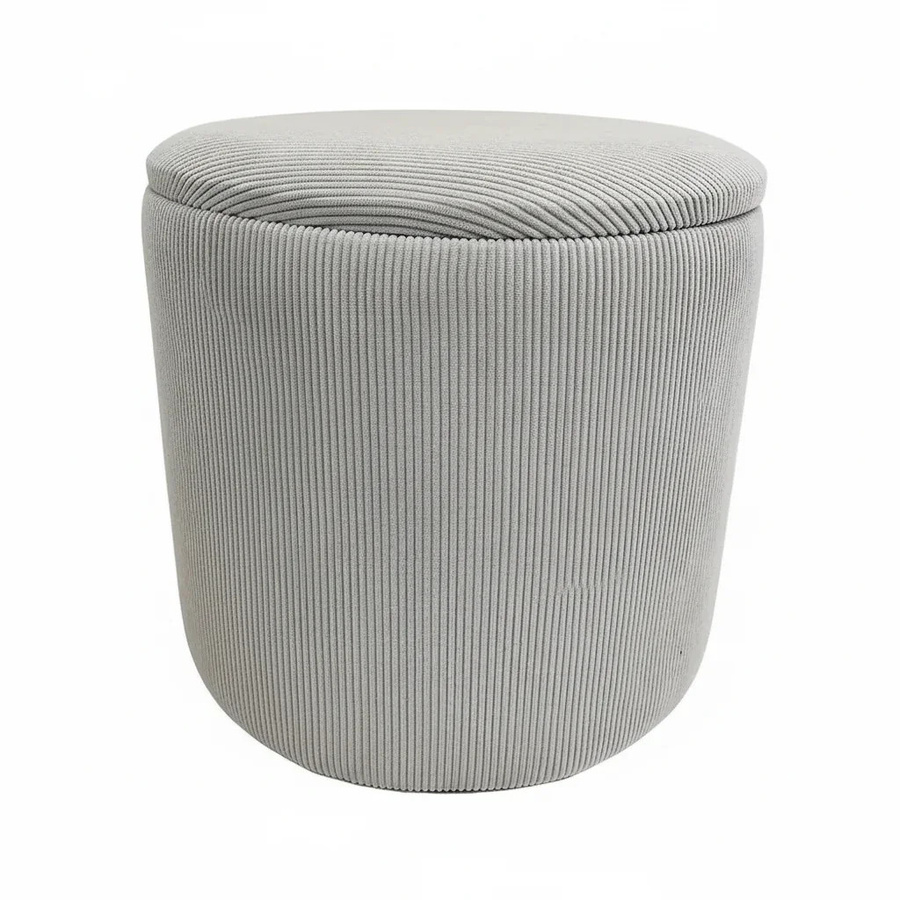 House of Nature Aufbewahrungs-Pouf Arth in Grau, zylindrisches Design aus geripptem Stoff, B/T/H: 38 x 37 x 38 cm - Bild 1