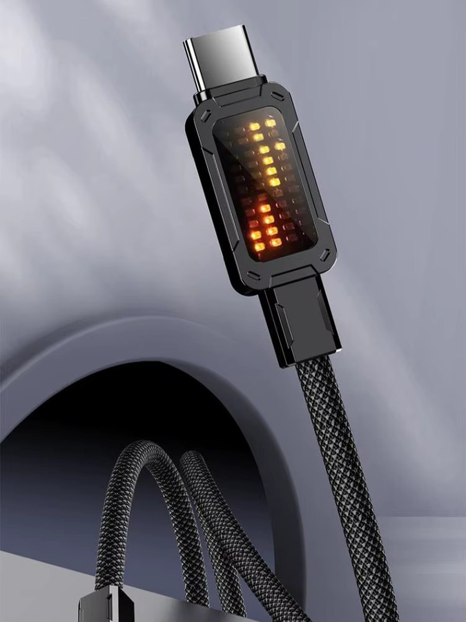 LED USB-C Schnellladekabel mit PD 100W Chip und Lichtemission in Schwarz für Apple und Huawei - Bild 5