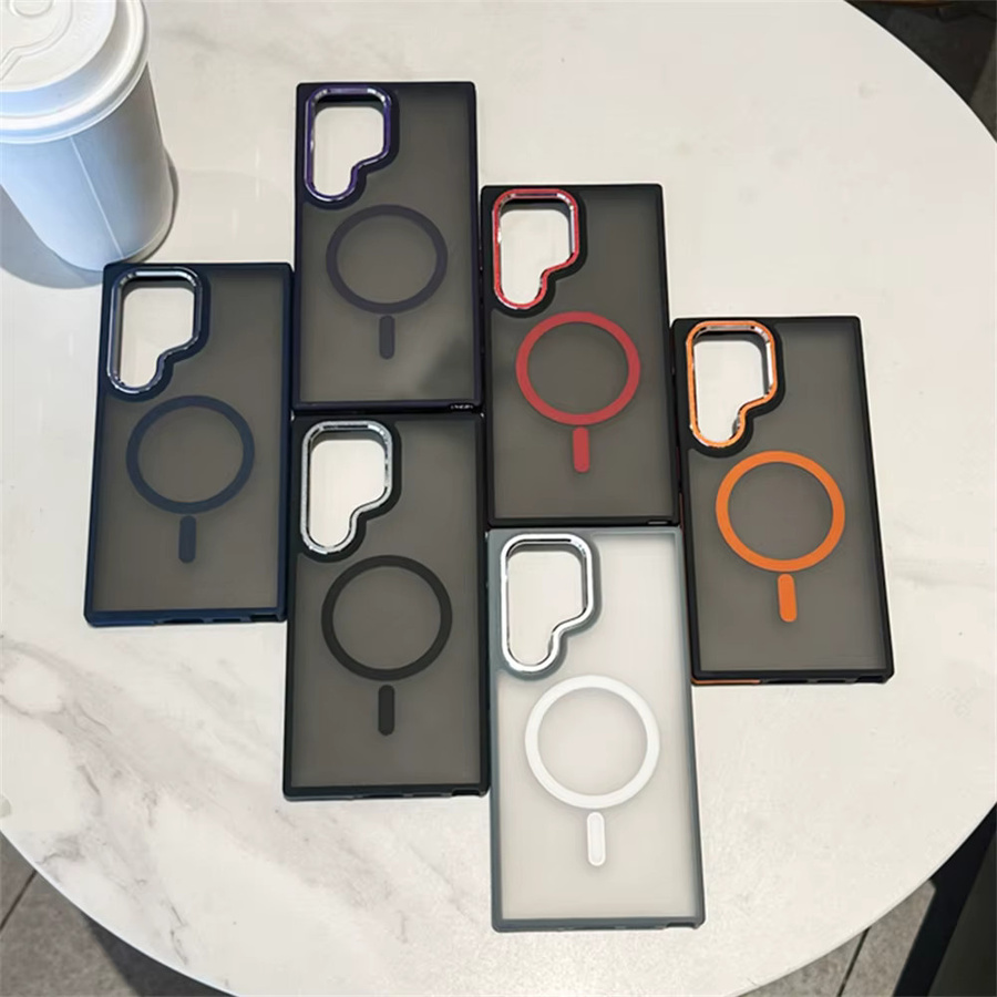 Matte magnetische Schutzhülle für Samsung Galaxy S25 Ultra, S24, S23 Plus, S23 FE und S22 in Rot, MagSafe kompatibel und stoßfest - Bild 4