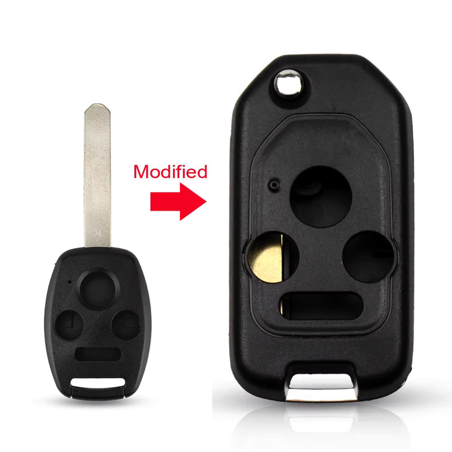 Yiqixin Flip Remote Autoschlüssel Shell mit 2/2007 Tasten in Schwarz für Honda Accord Civic CRV Pilot Insight Jazz HRV 2013-2016 mit ungeschnittener Klinge - Bild 2