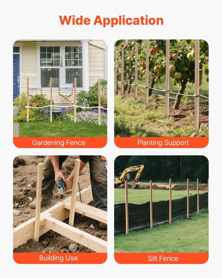 25 Stück Holz-Gartenpfähle von Buying Solutions MB aus Tannenholz in Braun, Pflanzstützpfähle und Vermessungs-Markierungspfähle mit spitzer Spitze, B/T/H: 1,75 x 1,27 x 121,92 cm - Bild 5
