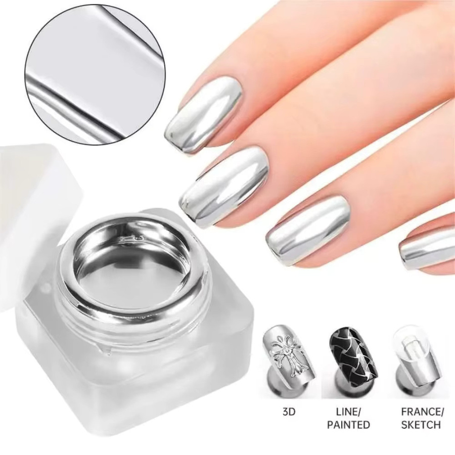 Mirror Metallic Gel-Nagellack, Silber und Roségold, Unisex - Bild 3
