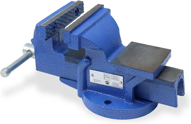 CCLIFE Feststehender Parallelschraubstock aus Gusseisen in Schwarz oder Blau mit 100 mm Spannweite für deine Werkbank - Bild 1