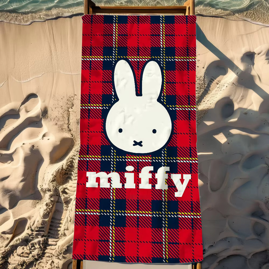 Miffy Kawaii Hasen-Handtuch, schnelltrocknendes und saugfähiges Strandtuch für Damen und Herren, Multicolour - Bild 3