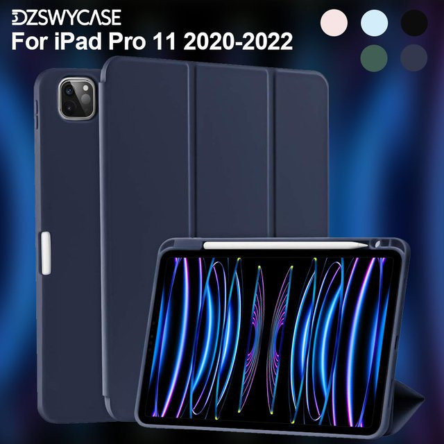 DZSWYCASE Schutzhülle für iPad Pro 11 Zoll 4./3./2. Generation mit Stifthalter und Auto Wake/Sleep Funktion in Pink und Blau - Bild 1