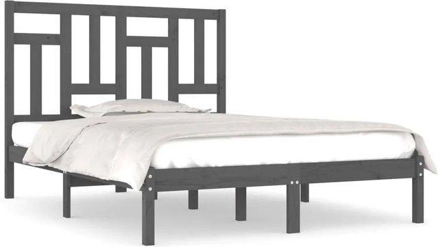 vidaXL Massivholzbett aus Kiefer in Grau, Modernes Bettgestell für Erwachsene, B/T/H: 200 x 200 x 205,5 cm - Bild 1