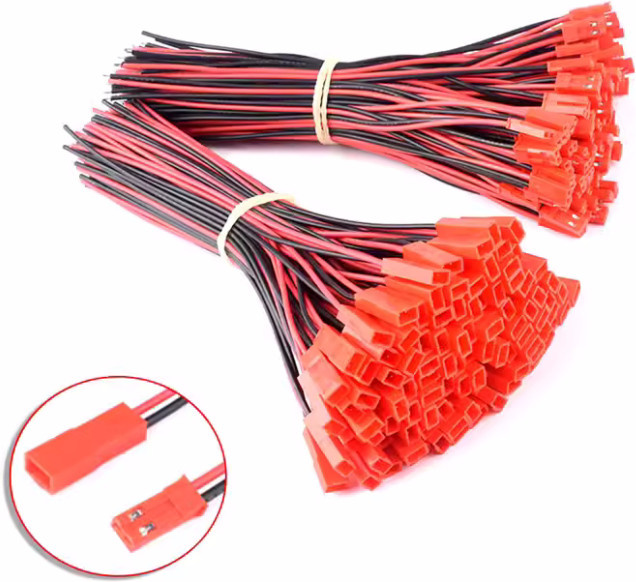 JST Stecker Buchse Set für RC Modelle und FPV Drohnen, Rot, 200mm Kabel - Bild 1