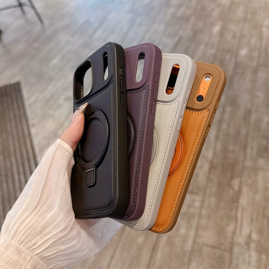 NUCWIN Business Magnetische Handyhülle aus weichem Leder mit Standfunktion für iPhone 12 bis iPhone 17 Pro Max Plus in Braun - Bild 2