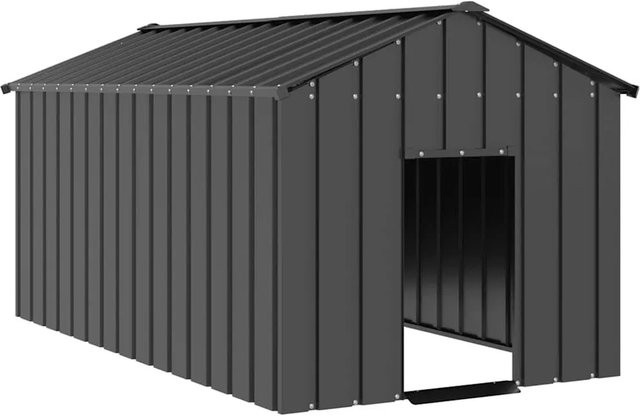 vidaXL Hundehütte aus Metall mit Dach in Anthrazit, B/T/H: 114 x 202 x 101 cm - Bild 1