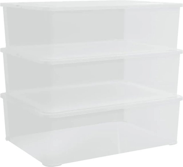 vidaXL Aufbewahrungsboxen aus Kunststoff, 3er-Set, transparent, stapelbar, 25 l - Bild 1