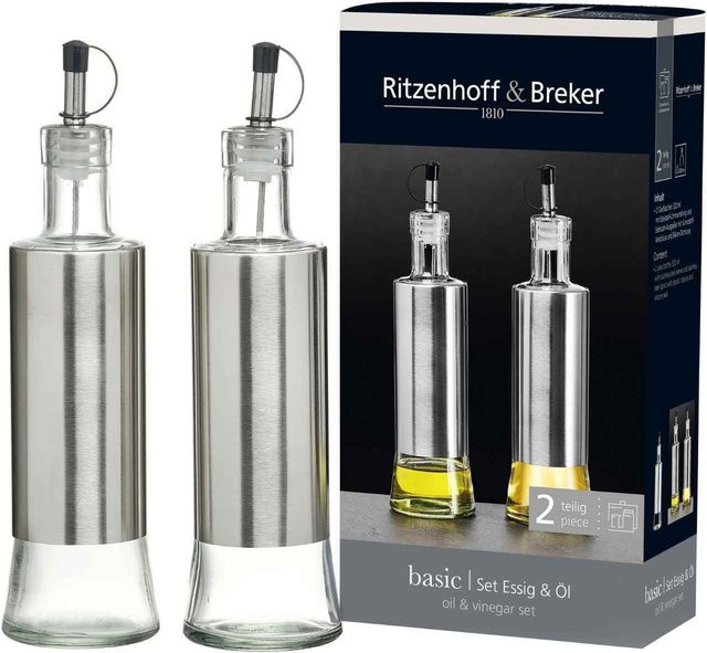 Ritzenhoff & Breker Essig und Öl Flasche Basic, 2-teiliges Set, transparent, 320 ml pro Flasche - Bild 1