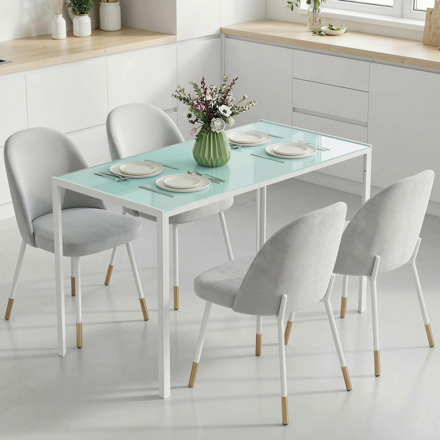HOMCOM Esstisch mit Hartglas-Tischplatte in Weiß für 4 Personen, moderner Küchentisch für Küche, Esszimmer oder Wohnzimmer, B/T: 120 x 60 cm - Bild 2