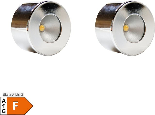2er Set LED Unterbauleuchten Mini-Star in Chrom, warmweiß, rund für Möbel - Bild 1