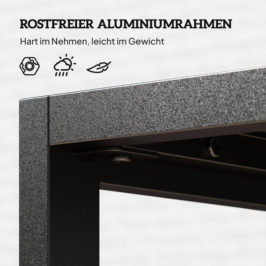 Outsunny Beistelltisch aus Aluminium mit Lamellendesign in Schwarz, B/T/H: 90 x 50 x 42 cm - Bild 4