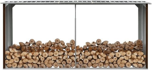 vidaXL Brennholzlager aus verzinktem Stahl in Braun, B/T/H: 330 x 92 x 153 cm - Bild 1